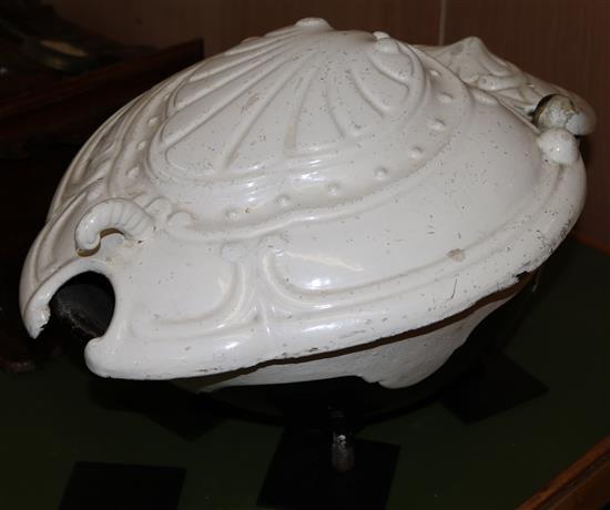 A Belgian enamelled cast iron scuttle